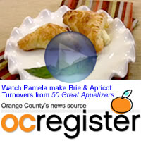 Pamela prepares Baked Brie with Apricot Turnovers from her book, 50 Great Appetizers