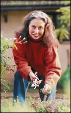 Pamela Sheldon Johns, Cookbook Author and Culinary Artist, works in her garden in Tuscany. Pamela Sheldon Johns